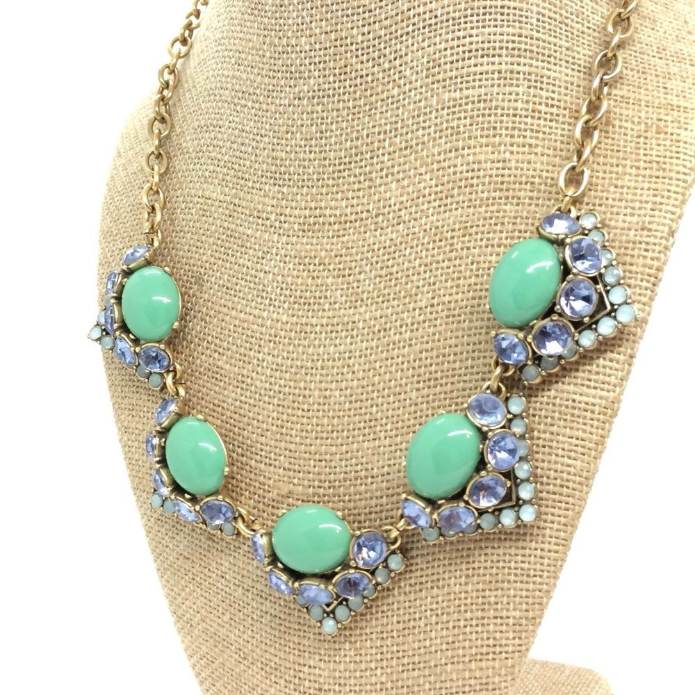STELLA DOT NECKLACE Turquoise Purple Rhinestone Cabochon Tribal Glam - Picture 4 of 15